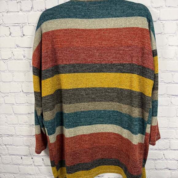 Forever 21 Colorblock Striped Open Front Longline Cardigan - Picture 3 of 6
